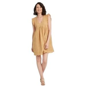 Knox Rose Womens Ruffle Sleeve Eyelet Dress Ginger Size XL.